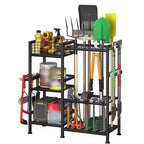 Organisateur d'outils de jardin, support de rangement à 3 niveaux pour outils de jardinage, pour jusqu'à 35 outils à long manche, support d'outils de jardin autonome pour abri de jardin