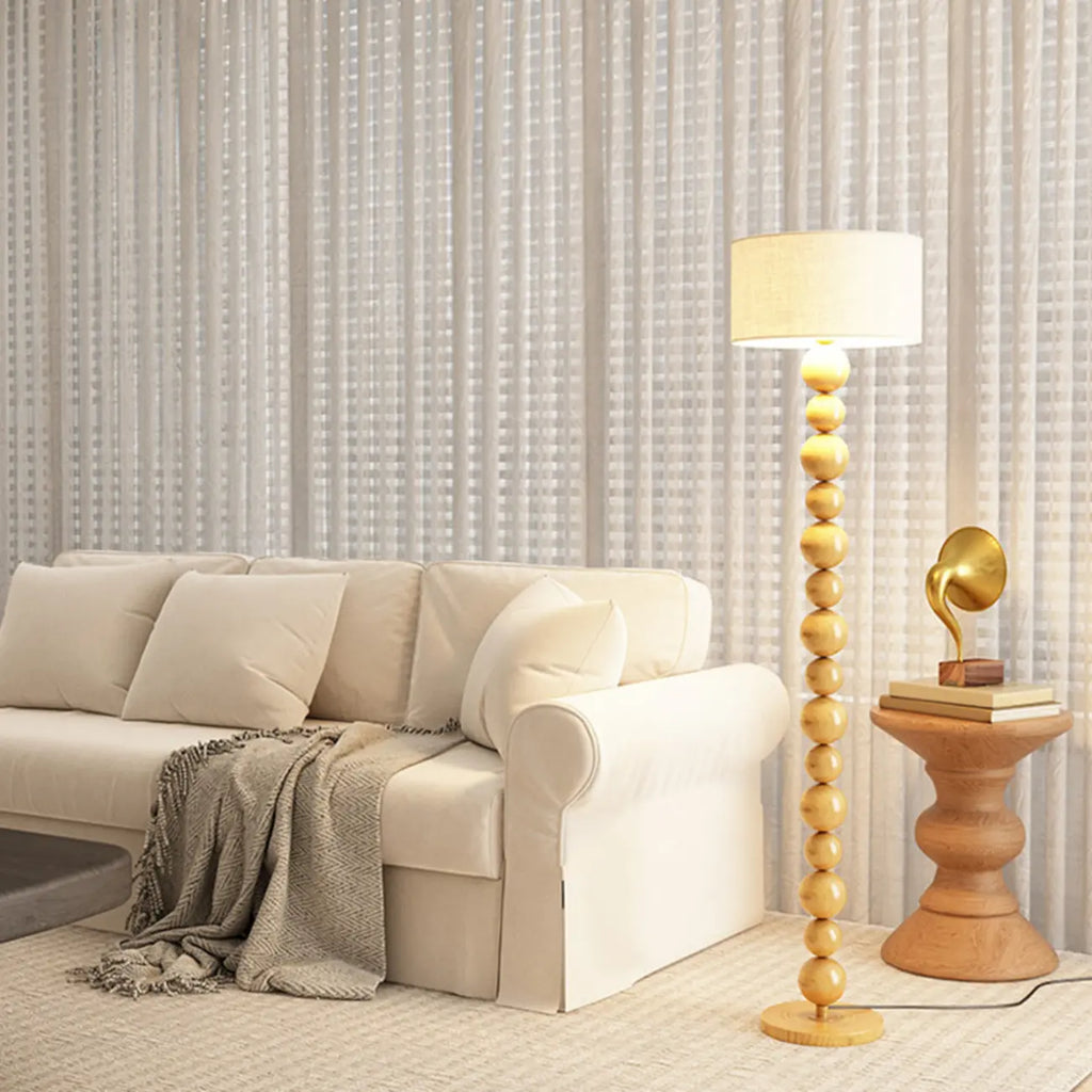 Decorative Modern Stacked Ball Floor Lamp with Fabric Shade