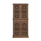Meuble de rangement haut Okak avec 4 portes en rotin/sculptées, meuble de rangement avec 1 tiroir et 4 étagères intérieures réglables, meuble d'appoint pour salon, chambre à coucher