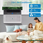 Climatiseur de fenêtre, unité de climatisation de fenêtre avec filtre lavable, compatible Wi-Fi avec télécommande, refroidit jusqu'à 32,5 mètres carrés, 6 modes, 115V/60Hz