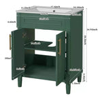 24 Bathroom Vanity with Ceramic Sink, Shaker Cabinet, 2 Soft-Close Doors, Solid Wood Frame for Small Bathroom or Powder Room