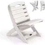 VINGLI Portable Adirondack Chairs, Folding Plastic Adirondack Chair for All Weathers, Capacity 350 LBS, White