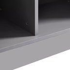 Lighted Display Cabinet LED Curio Cabinet Storage Cabinet with Tempered Glass Door, 2 Drawers, Adjustable Shelves, Modern Minimalist, Gray-ModernLuxe