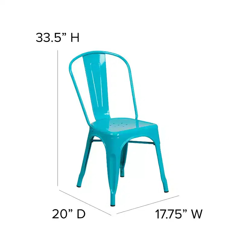 Emma and Oliver Commercial Grade 31.5 Square Metal Indoor-Outdoor Table Set with 4 Stack Chairs