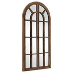 Full-Length Wall Mirror, Solid Wood Grid Arch Design, Openable, No Stand