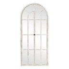 Full-Length Wall Mirror, Solid Wood Grid Arch Design, Openable, No Stand