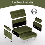 Dyonery 51 3-in-1 Sleeper Sofa Bed, Convertible Loveseat with Pull-Out Bed, Adjustable Backrest, Linen Couch
