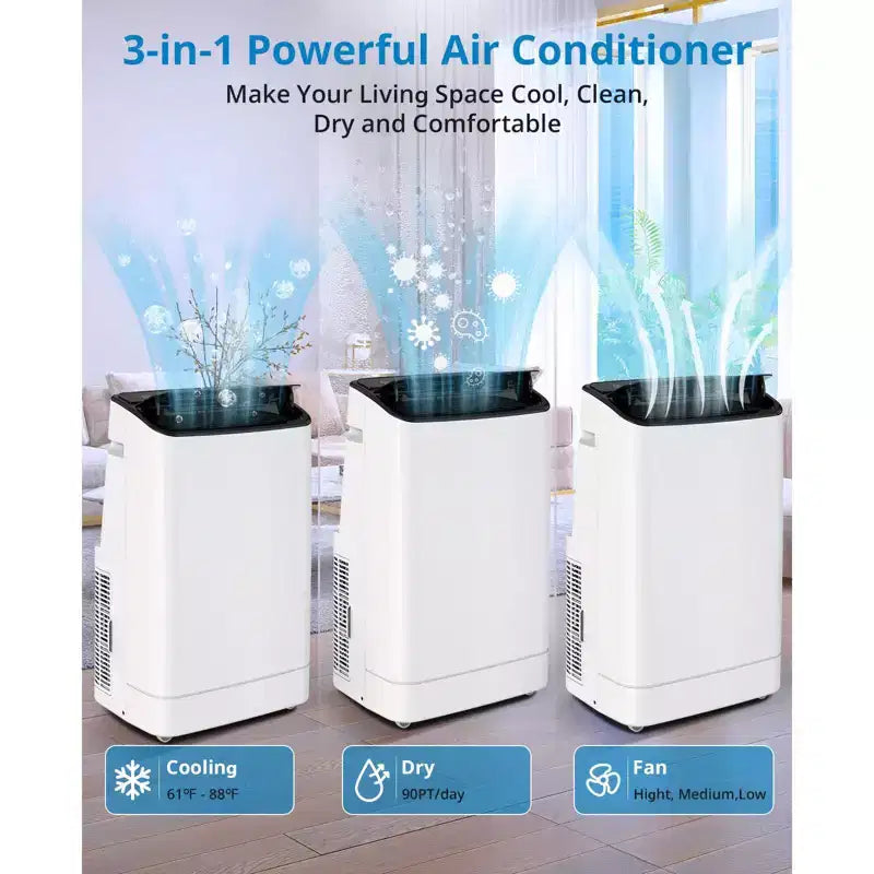 Acekool 14000 BTU Portable Air Conditioner, 3-in-1 AC Unit with WiFi, Cools and Heats Up to 700 Sq Ft, Remote, for Living Room/RV/Workspace