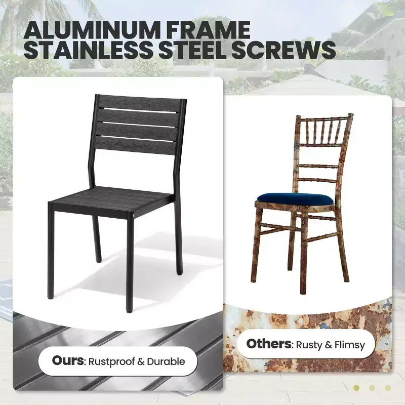 13PCS Extra Large Patio Dining Set X-Style Legs Stackable Chairs Wood Look Finish Table with Umbrella Hole