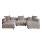 141.73 Modular Sectional Sofa, Corduroy U Shaped Sofa Couch with Ottomans
