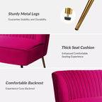 Causeuse en velours Nicolas | Canapé 2 places contemporain pour salon et chambre à coucher avec dossier capitonné | Karat Home
