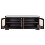 Whisen Rustic Wood Storage Bench, Entryway Shoe Bench with Removable Cushion, Adjustable Shelves