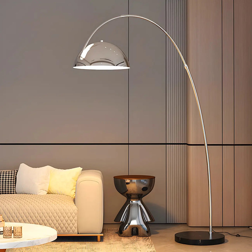 Black Adjustable Dome Shade Arc Metal Floor Lamp