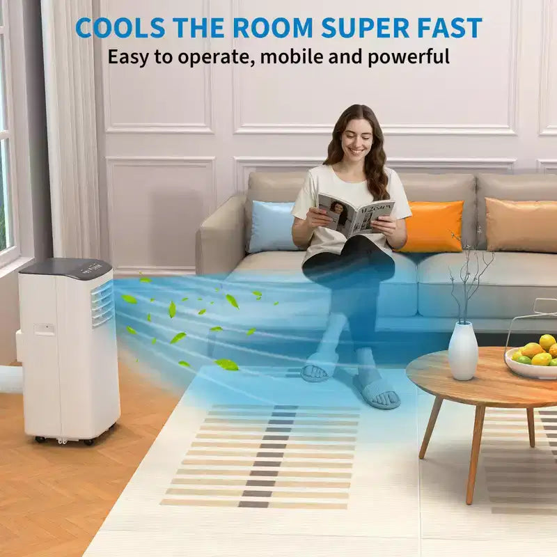 Portable Air Conditioner, 8000 BTU Quiet Cooling with Remote, Ventless Design & Auto Evaporation, for Large Room, Stand Up AC Unit.