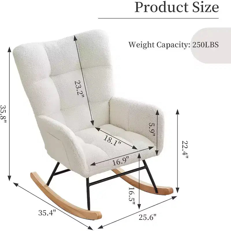 Fauteuil à bascule pour la nurserie, fauteuil à bascule de salon pour l'allaitement, fauteuils rembourrés confortables avec dossier haut, fauteuil