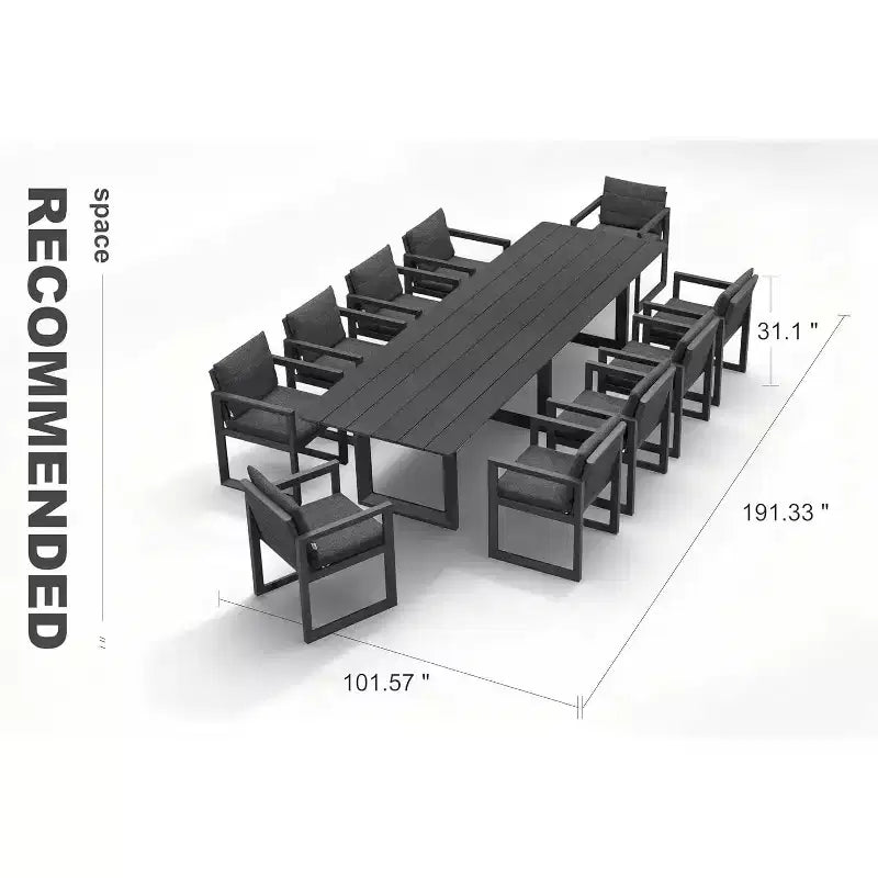 PURPLE LEAF Outdoor Dining Set Aluminum Luxury Patio Furniture Table and Chairs Set with Removable Thick Cushion