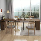 CLIHOME Modern Multifunctional Extendable Dining Table with Outlet, Space Saving Expanding Table with Storage