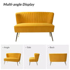 Causeuse en velours Nicolas | Canapé 2 places contemporain pour salon et chambre à coucher avec dossier capitonné | Karat Home
