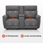 MCombo 60.2 Power Loveseat Recliner Sofa with Massage and Dual Heating, Adjustable Headrest, USB & Type C Port, Fabric