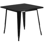 Emma and Oliver Commercial Grade 31.5 Square Metal Indoor-Outdoor Table Set with 4 Stack Chairs
