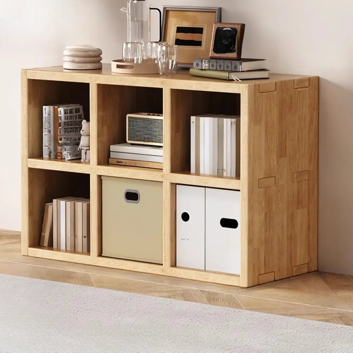 Modern Horizontal Wood 8-Cube Natural Finish Bookcase