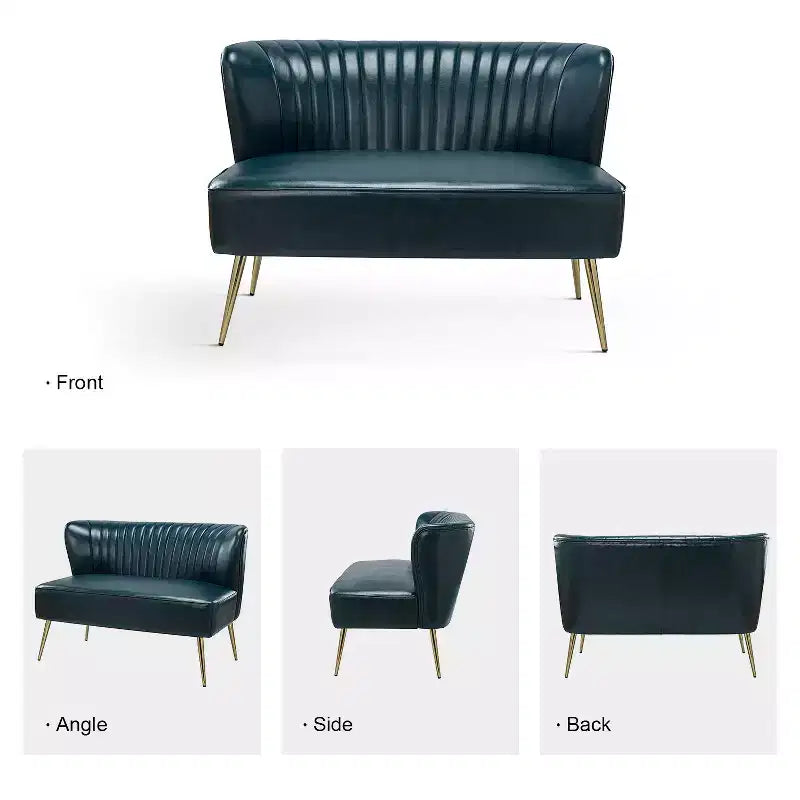 47 Contemporary Wingback Loveseat, Armless 2-Seater Sofa with Metal Legs for Living Room or Bedroom