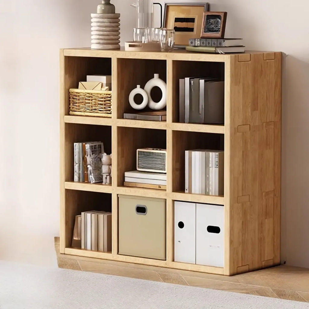 Modern Horizontal Wood 8-Cube Natural Finish Bookcase