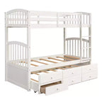 Lit superposé double avec échelle, barrière de sécurité, lit gigogne double avec 3 tiroirs pour chambre d'adolescent, meubles de chambre d'amis