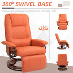 HomCom Faux Leather Adjustable Manual Swivel Base Recliner Chair with Comfortable and Relaxing Footrest