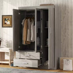 3-Door Wardrobe with Shelves and 2 Drawers, Clothing Armoire 4A - ModernLuxe