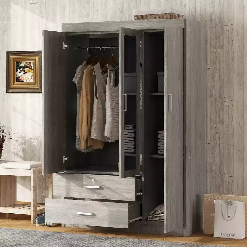 3-Door Wardrobe with Shelves and 2 Drawers, Clothing Armoire 4A - ModernLuxe