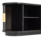 Meuble TV en bois GDFStudio Roy Farmhouse avec porte coulissante à tambour et rangement réglable