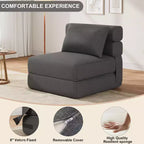 Folding Sofa Bed Chair with Pillow  Convertible Futon with Memory Foam & Removable Linen Cover for Lounge or Guest Room