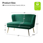 Causeuse en velours Nicolas | Canapé 2 places contemporain pour salon et chambre à coucher avec dossier capitonné | Karat Home