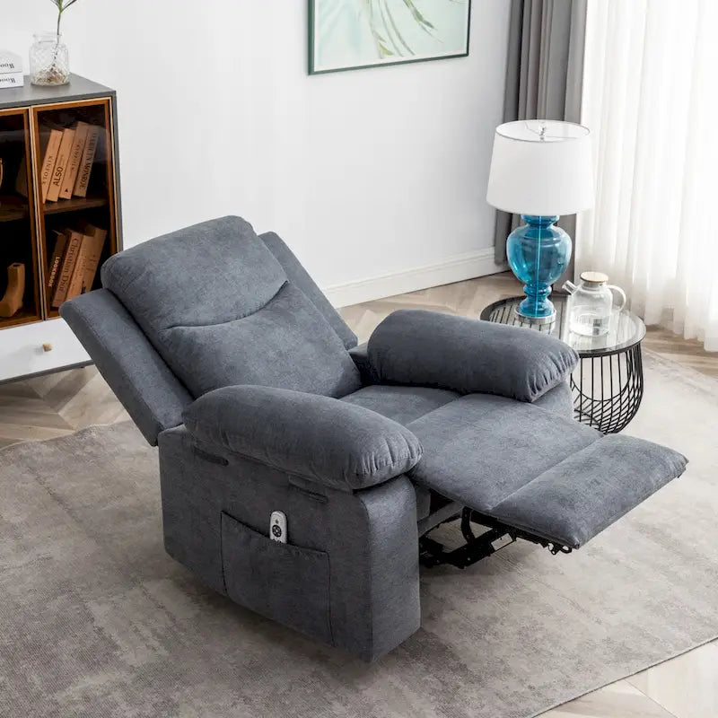Velvet Adjustable Massage Function Power Recliner Chair with Heating System