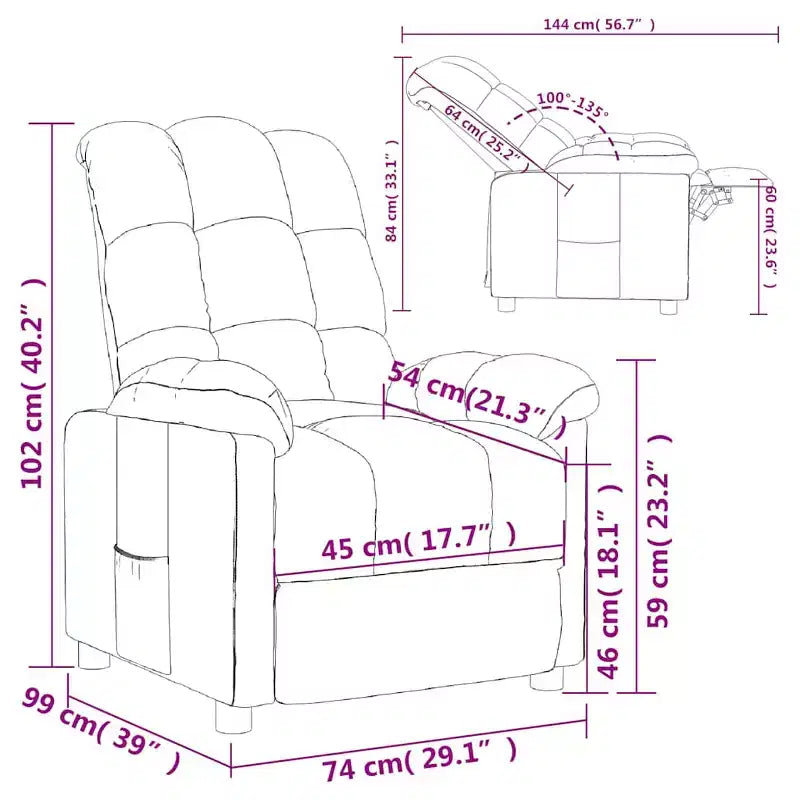 Recliner Chair with Adjustable Backrest and Footrest, Modern Lounge Chair Thick Padded Seat for Living Room & Bedroom