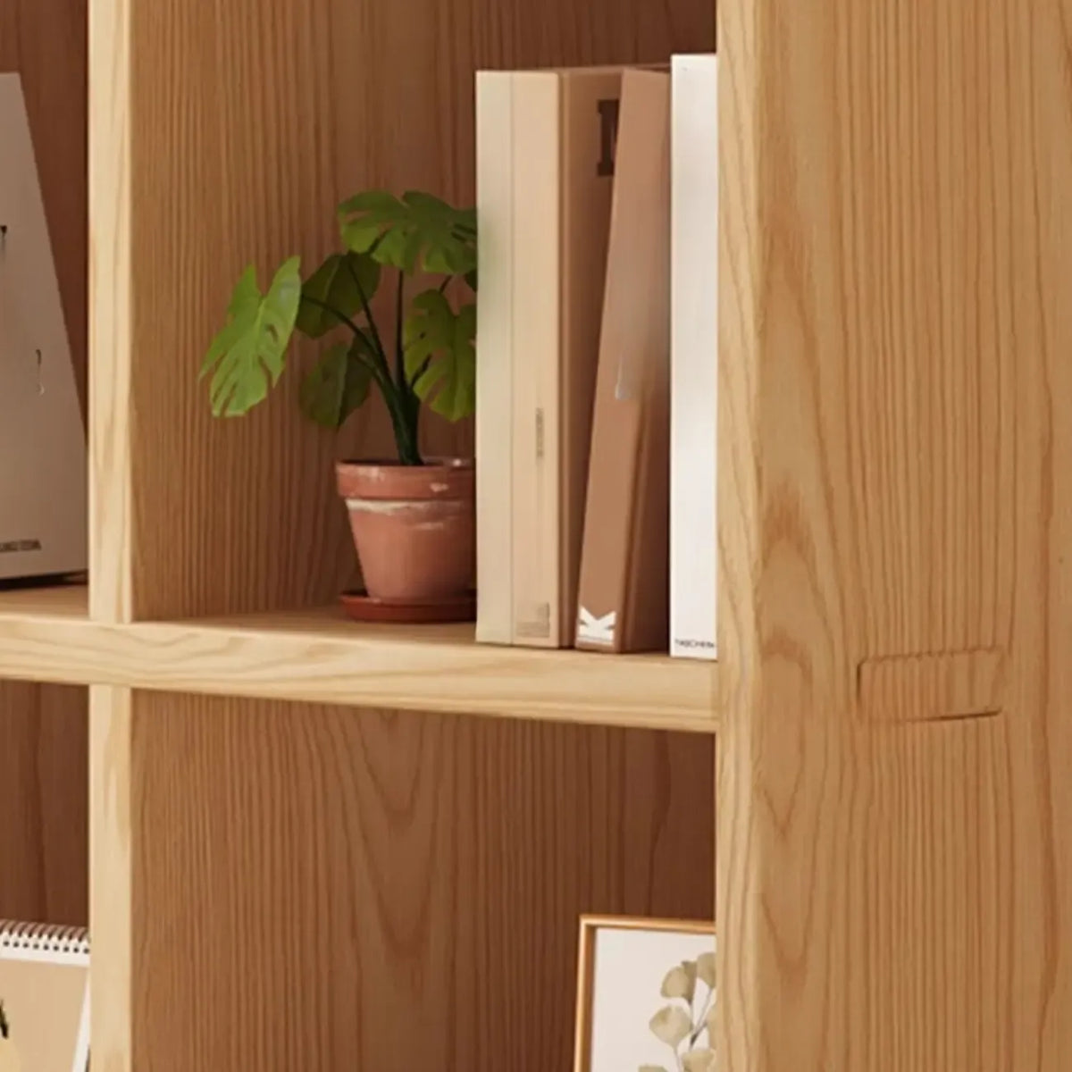 Modern Horizontal Wood 8-Cube Natural Finish Bookcase