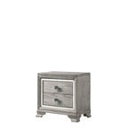 Ensemble de chambre à coucher 6 pièces en panneau rembourré gris Evonne avec éclairage DEL