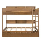 Luxystar Modern Full over Full Bunk Bed with Shelves and Trundle