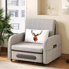 Gaoyangjiaju 3-in-1 Convertible Sleeper Chair with Storage Drawer - Pull-out Sofa Bed with Side Pocket & Pillow - Grey