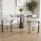 Lot de 2 chaises de salle à manger rondes modernes TUYOHW, chaises de salle à manger rembourrées avec siège coussiné et cadre en métal robuste