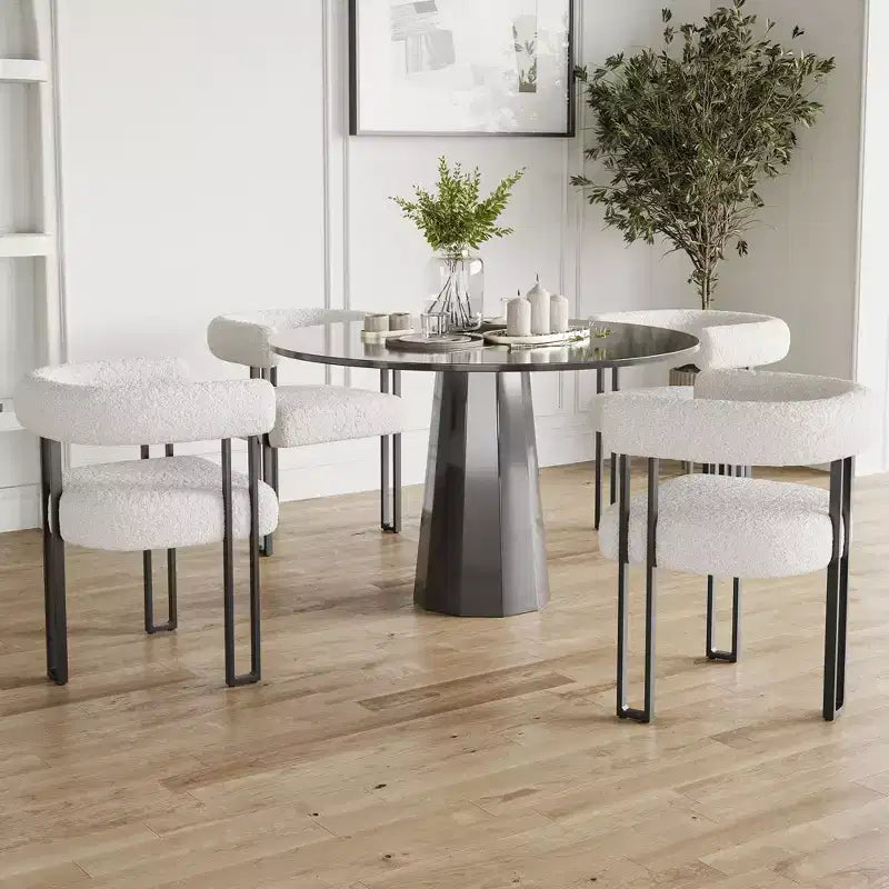 Lot de 2 chaises de salle à manger rondes modernes TUYOHW, chaises de salle à manger rembourrées avec siège coussiné et cadre en métal robuste