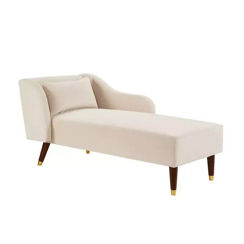 Modern Velvet Chaise Lounge Chair, Upholstered Arm Chaise Lounge with Curved Armrest, Sleeper Lounge Sofa Couch for Bedroom Office Living Room