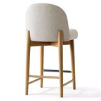 Lot de 2 tabourets de bar modernes hauteur comptoir, 26 po, chaises rembourrées en lin pour îlot de cuisine avec pieds en bois massif et dossier incurvé - Panipeachy