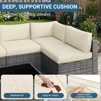 Outdoor 7-Piece Patio Furniture Set, Wicker Patio Conversation Sets with Cushions and Coffee Table, Outdoor Modular Sectional Sofa