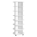 VEVOR 7 Tiers Rotating Shoe Rack Tower with Wheels, Movable 360 Spinning Carousel Display, Lazy Susan Organizer Closet Shelf, White