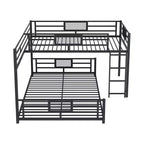 Twin over Full L-shaped Metal Bunk Bed with Ladder and Guardrail -ModernLuxe
