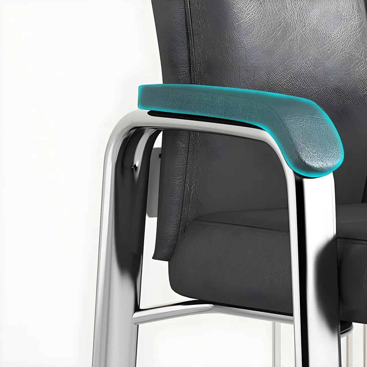 HomeyFad Modern Leather Metal 4-Leg Office Chair with Arms