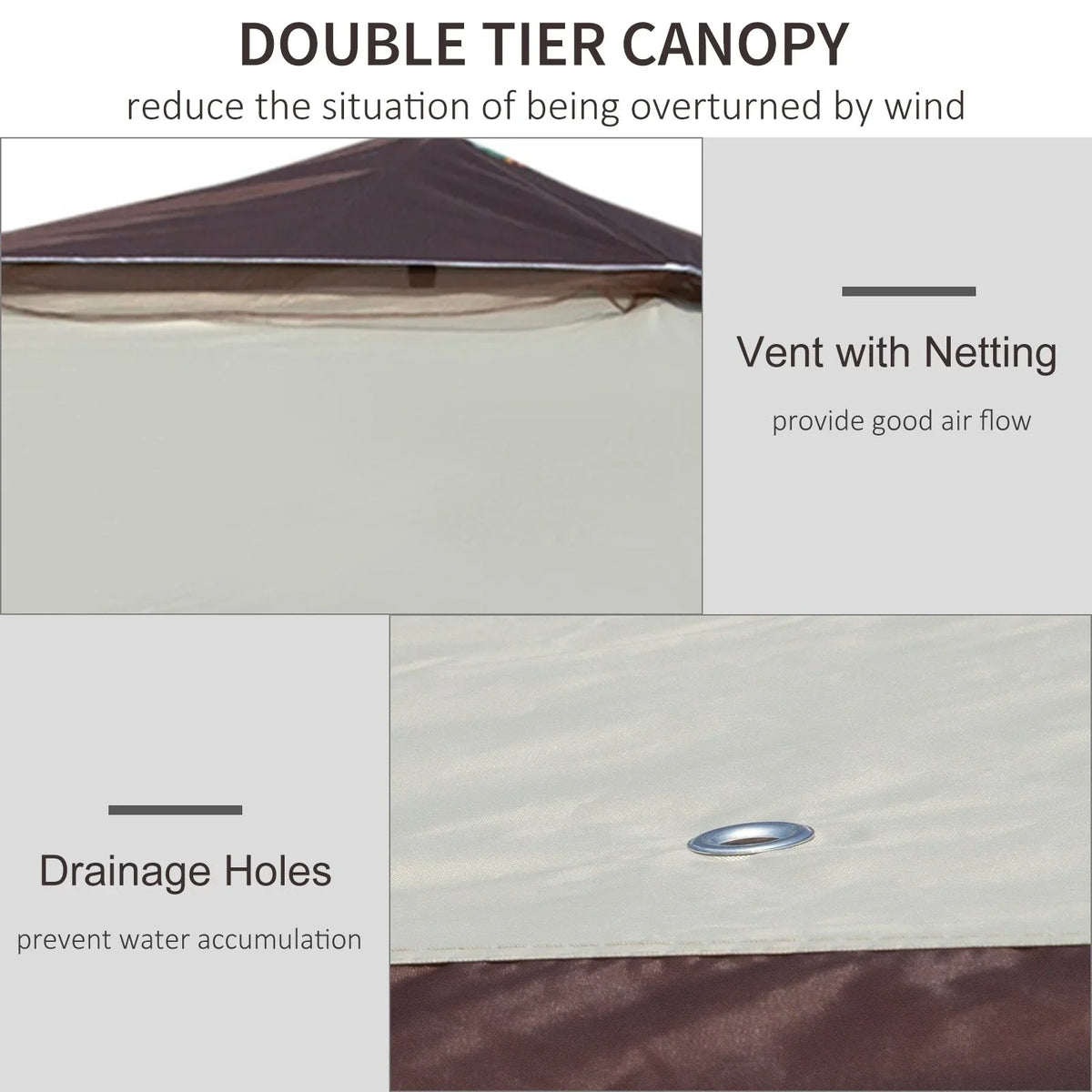Outsunny 12 x 12 Pop Up Canopy Sun Shade Instant Tent Folding with Mesh Sidewall Netting, 3-Level Adjustable Height
