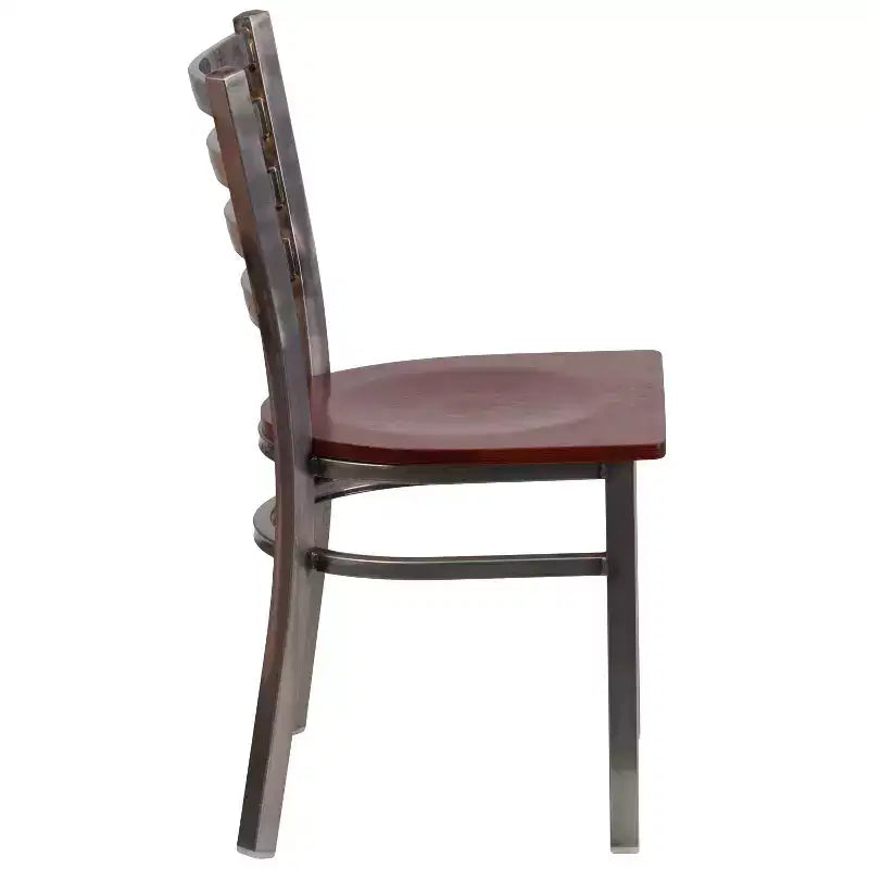 Emma and Oliver 2 Pack Clear Coated Ladder Back Metal Restaurant Chair